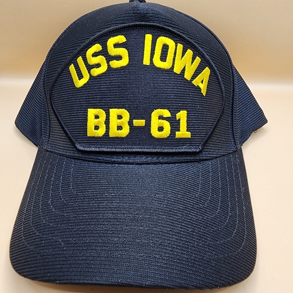 USS Iowa BB-61 U.S. Navy Ship Hat Snapback Patch Cap Black Military Eagle Crest
